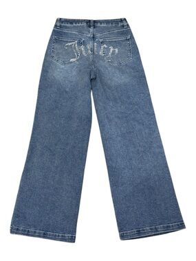 Juicy Couture Lunita Rhinestone Baggy Straight Wide Leg Jeans Women’s Sz 8